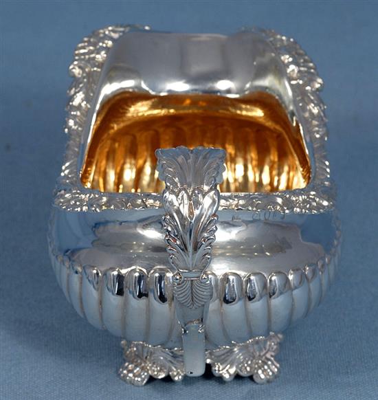 A George III demi fluted silver cream jug, by Joseph Angell I, Length 160mm Weight 7.2oz/225grms